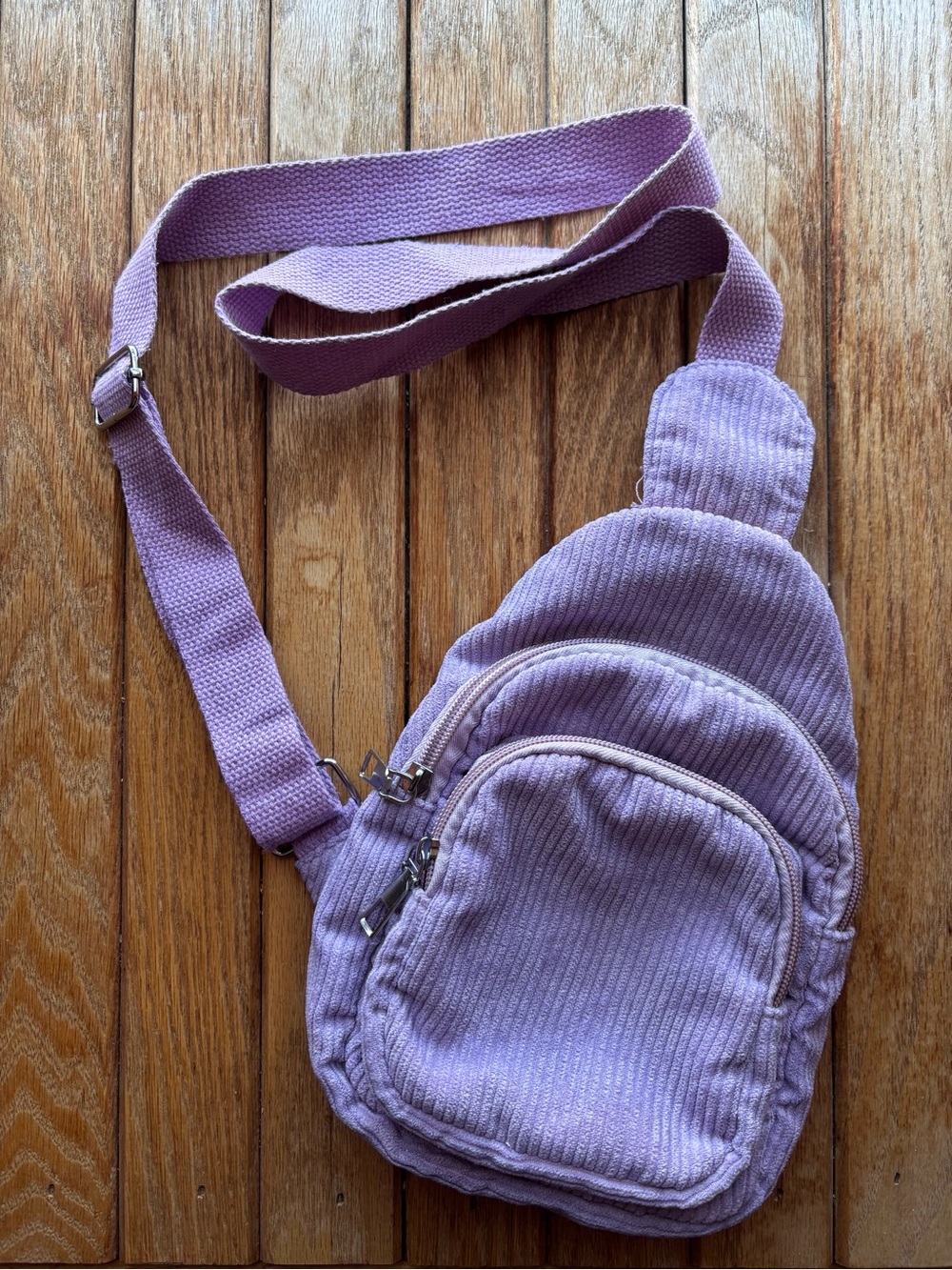 Lilac Corduroy Crossbody Sling Bag - Women